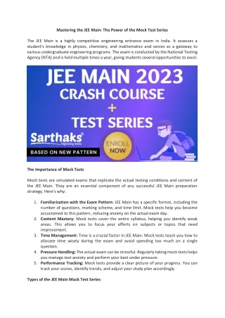 Mastering the JEE Main: The Power of the Mock Test Series