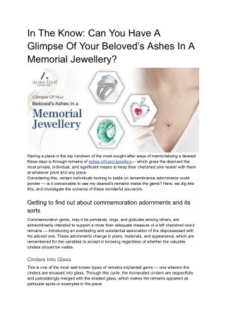 IN THE KNOW_ CAN YOU HAVE A GLIMPSE OF YOUR BELOVED’S ASHES IN A MEMORIAL JEWELLERY_