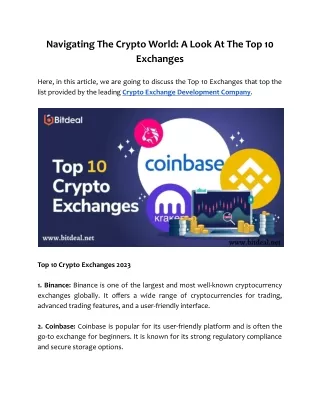 Navigating The Crypto World_ A Look At The Top 10 Exchanges