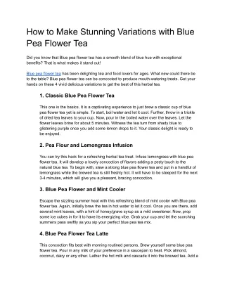 How to Make Stunning Variations with Blue Pea Flower Tea