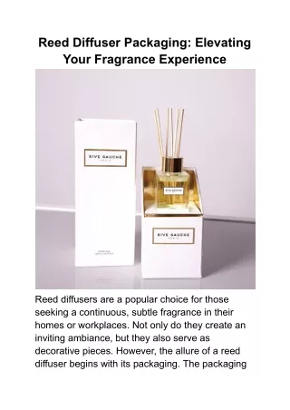 Reed Diffuser Packaging_ Elevating Your Fragrance Experience