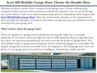 Scott Hill Reliable Garage Door- Choose the Durable Door