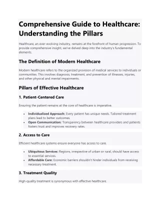 Comprehensive Guide to Healthcare