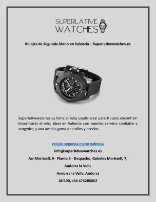 Relojes de Segunda Mano en Valencia | Superlativewatches.es