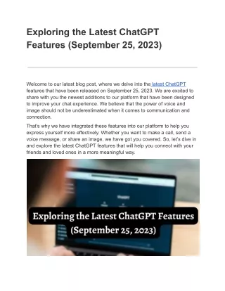 Exploring the Latest ChatGPT Features (September 25, 2023)