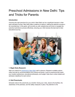 Preschool Admissions in New Delhi_ Tips and Tricks for Parents