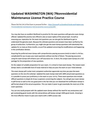 Updated WASHINGTON (WA) 7Nonresidential Maintenance License Practice Course