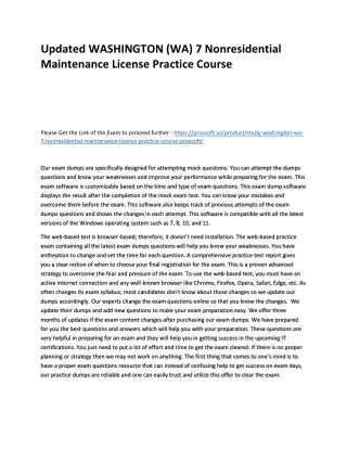 Updated WASHINGTON (WA) 7 Nonresidential Maintenance License Practice Course