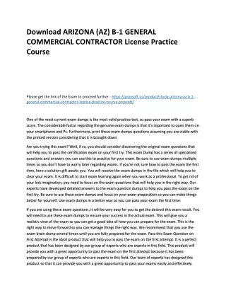 Download ARIZONA (AZ) B-1 GENERAL COMMERCIAL CONTRACTOR License Practice Course