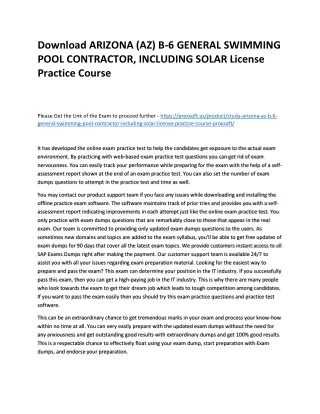 Download ARIZONA (AZ) B-6 GENERAL SWIMMING POOL CONTRACTOR, INCLUDING SOLAR Lice