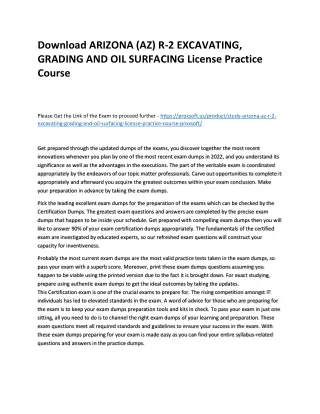 Download ARIZONA (AZ) R-2 EXCAVATING, GRADING AND OIL SURFACING License Practice