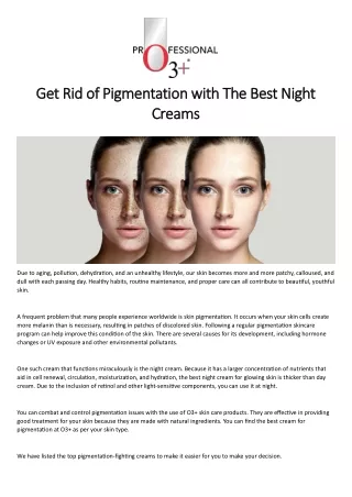 Say Goodbye to Pigmentation with the Best Night Creams by O3