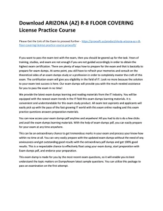 Download ARIZONA (AZ) R-8 FLOOR COVERING License Practice Course