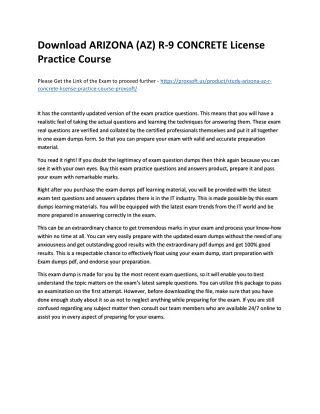 Download ARIZONA (AZ) R-9 CONCRETE License Practice Course