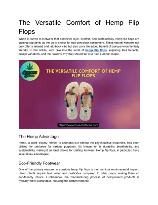The Versatile Comfort of Hemp Flip Flops