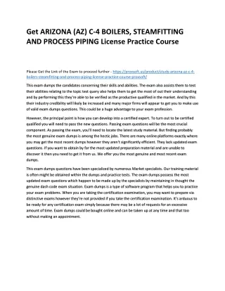 Get ARIZONA (AZ) C-4 BOILERS, STEAMFITTING AND PROCESS PIPING License Practice C