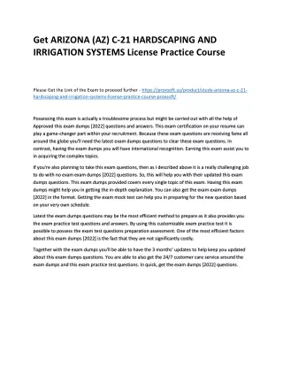 Get ARIZONA (AZ) C-21 HARDSCAPING AND IRRIGATION SYSTEMS License Practice Course