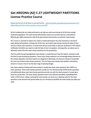 Get ARIZONA (AZ) C-27 LIGHTWEIGHT PARTITIONS License Practice Course