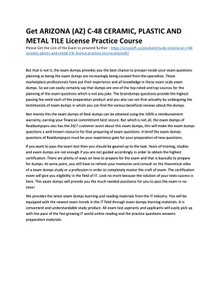 Get ARIZONA (AZ) C-48 CERAMIC, PLASTIC AND METAL TILE License Practice Course