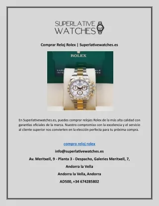 Comprar Reloj Rolex | Superlativewatches.es