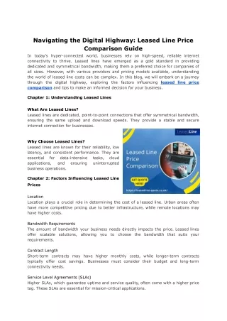 Navigating the Digital Highway_ Leased Line Price Comparison Guide