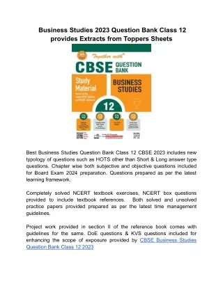 ‘Together with’ CBSE Business Studies Question Bank Class 12 2023