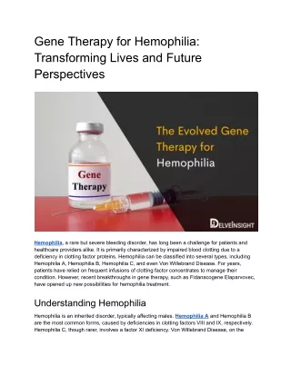 The Evolved Gene Therapy for Hemophilia