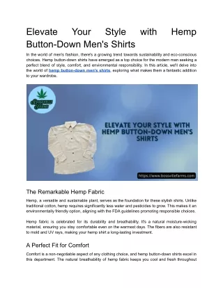 Elevate Your Style with Hemp Button-Down Men's Shirts