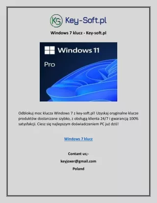 Windows 7 klucz - Key-soft.pl