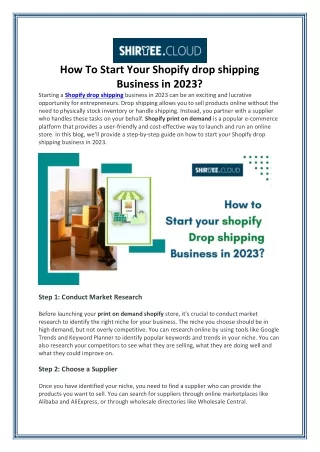 How To Start Your Shopify drop shipping Business in 2023
