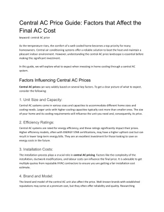 Central AC Price Guide_ Factors that Affect the Final AC Cost