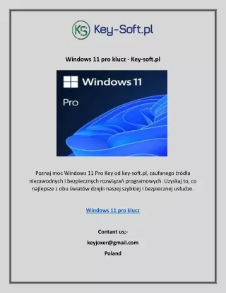 Windows 11 pro klucz - Key-soft.pl