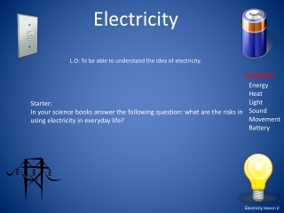 Electricity L.O: To be able to understand the idea of electricity.