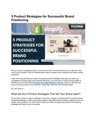 5 Product Strategies for Successful Brand Positioning