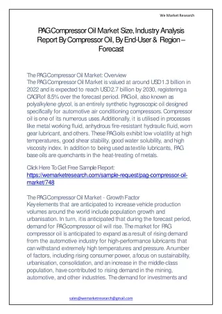 PAG Compressor Oil Market