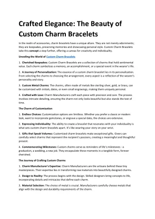The Beauty of Custom Charm Bracelets