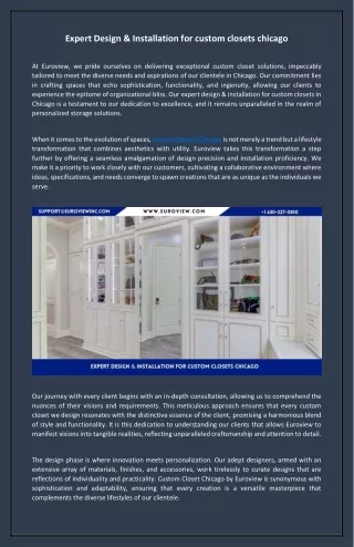 Expert Design & Installation for custom closets chicago