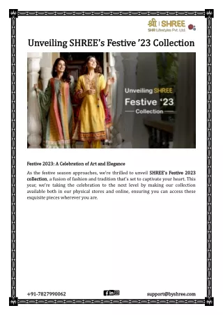 Unveiling SHREE's Festive ’23 Collection