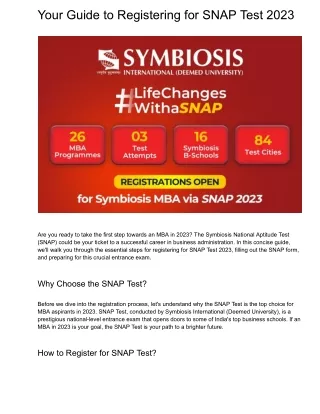 Your Guide to Registering for SNAP Test 2023