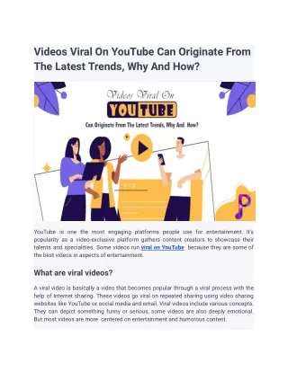 Videos Viral On YouTube Can Originate From