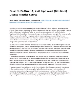 Pass LOUISIANA (LA) 7-42 Pipe Work (Gas Lines) License Practice Course