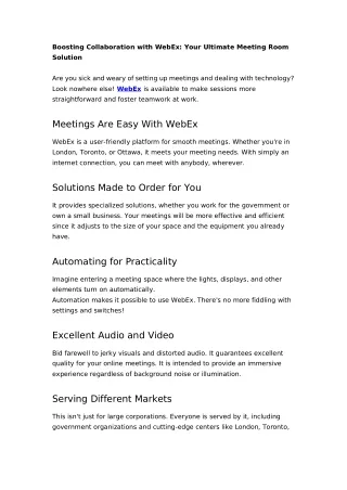 Boosting Collaboration with WebEx: Your Ultimate Meeting Room Solution