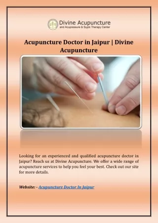Acupuncture Doctor in Jaipur | Divine Acupuncture