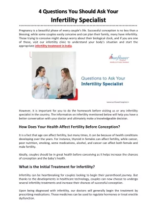 4 Questions You Should Ask Your Infertility Specialist