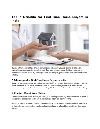 Top 7 Benefits for First-Time Home Buyers in India