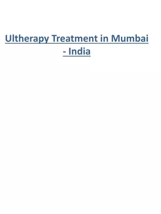 Ultherapy Treatment in Mumbai - India