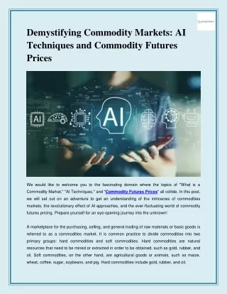 AI Techniques and Commodity Futures Prices