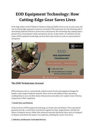 Time Matters: EOD Technology's Race Against the Clock