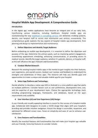 Hospital Mobile App Development