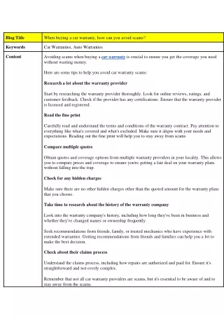 When buying a car warranty, how can you avoid scams_